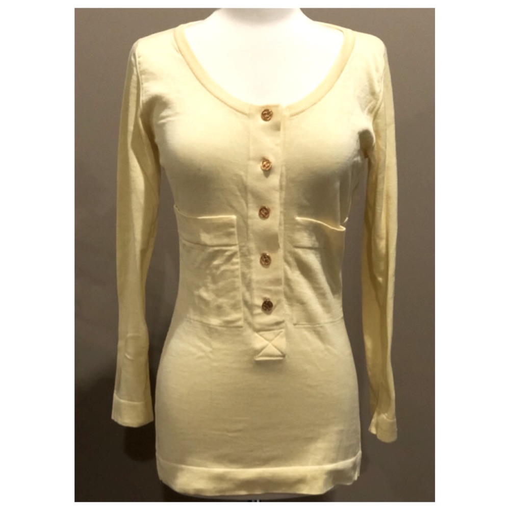 Vintage Chanel Cc Logo Gold Button Cotton Pullover Sweater Shirt Top